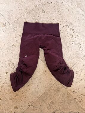 lululemon athletica Plum Ruched Capri Leggings